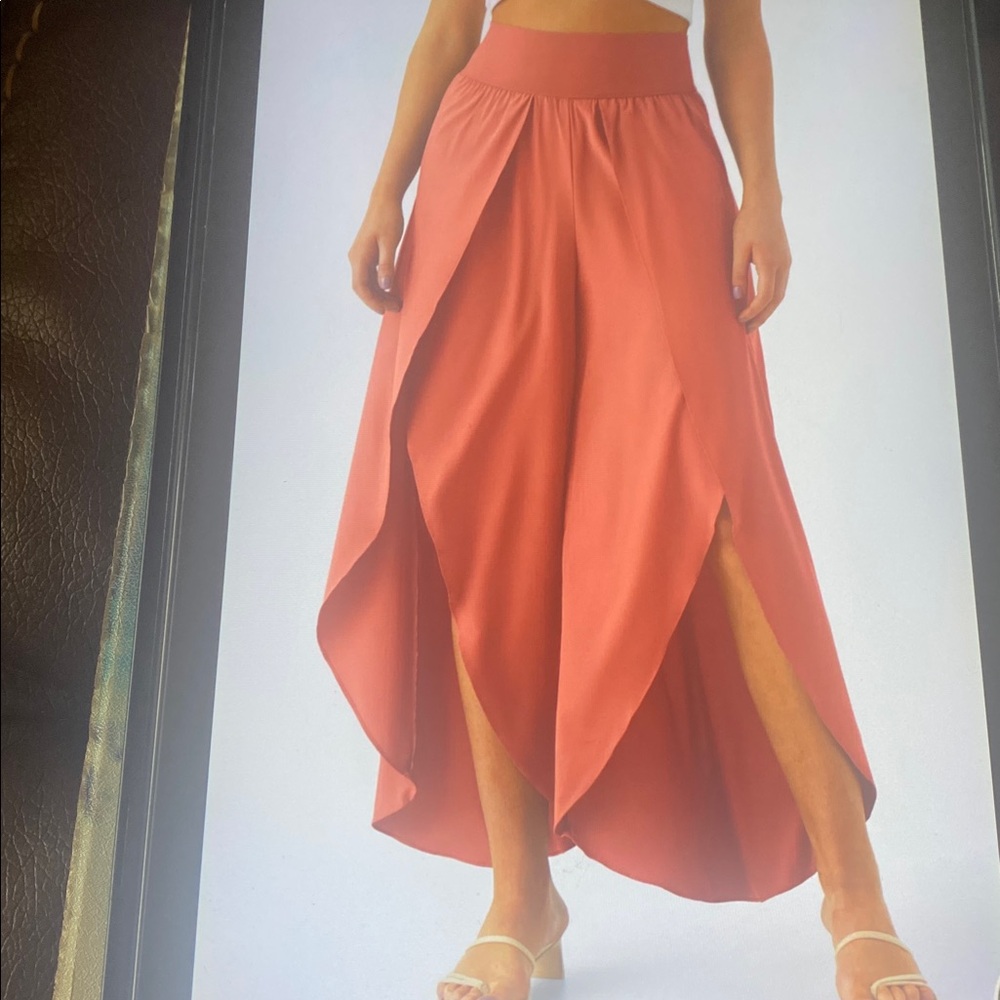 LARGE   HALARA  BREEZEFUL POCKET PALAZZO FLOWY RUFFLE WIDE LEG DANCE PANTS